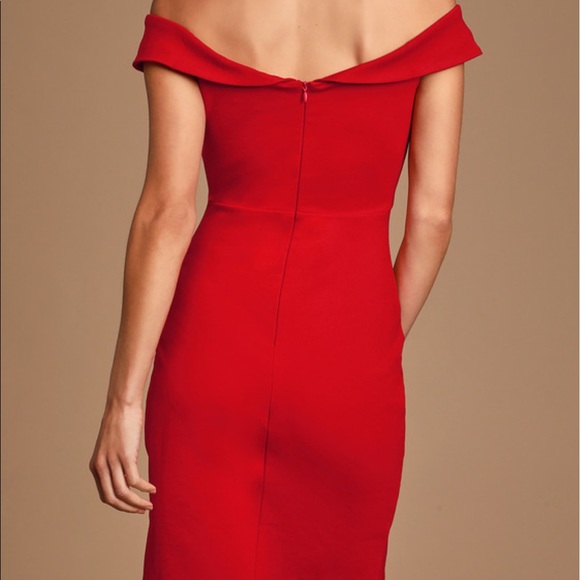 BRAND NEW Lulus Red Off-The-Shoulder Bodycon Dress - Picture 3 of 5